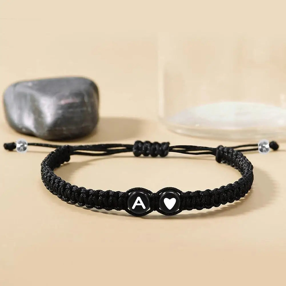 26 Letters Initial Heart Bracelets Handmade Adjustable A-Z Name BraideProduct Description:
1. Product name: 26 letters bracelet
2. Chain length: 17.5+6cm (6.89+2.36in),
3. Product color: black
4. Product material: rope
Features:
1.Thi26 Letters Initial Heart Bracelets Handmade Adjustable