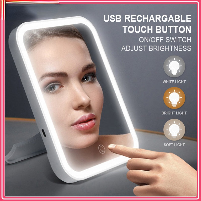 Smart Makeup MirrorThis is the perfect lighted makeup mirror for on-the-go! Its touch screen capabilities and adjustable brightness make it easy to get your hair and makeup just right.Smart Makeup Mirror
