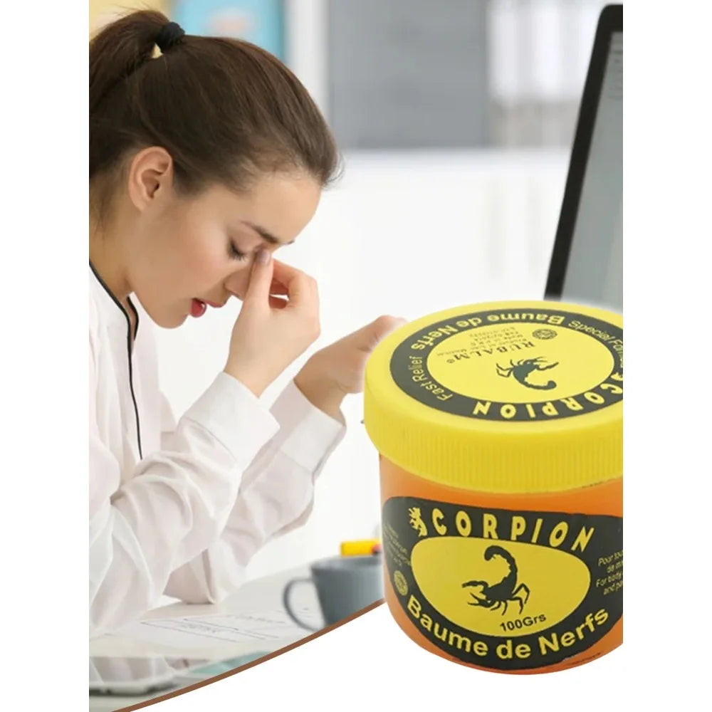 Scorpion Peppermint Cream for rheumatism, back pain, sciatica, bruises, cramps, and muscle fatigue relief.