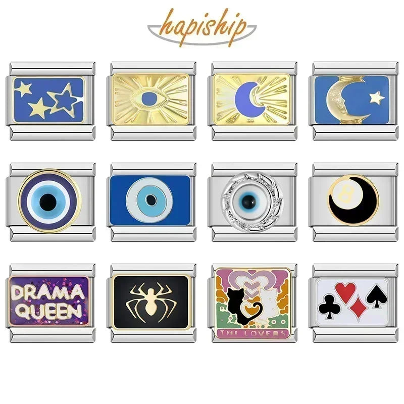 Hapiship 2024 Top Fashion Eye Moon Star Fish Spider Poker Queen Charm * Brand:Hapiship
* Make a Happy Bracelet !Hapiship 2024 Top Fashion Eye Moon Star Fish Spider Poker Queen Charm Italian Links Fit 9mm Bracelet Making DIY Jewelry DJ854