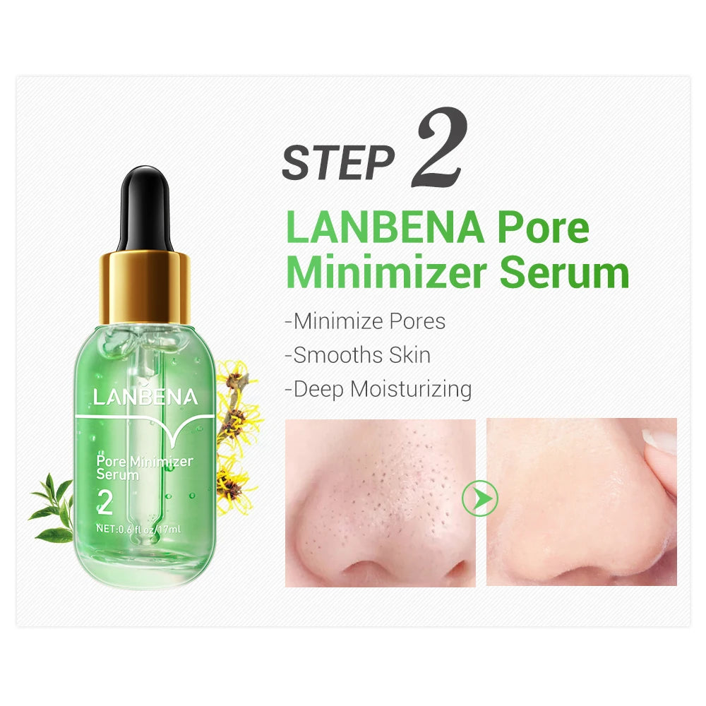 LANBENA Face Serum Blackhead Remover Shrinking Pore Acne Treatment DeeUsed together, the effect is better Specialize in removing blackheads and shrinking pores LANBENA Green Tea Blackhead Remover Kit Deep Pore Cleaning  Pore ReducerPorLANBENA Face Serum Blackhead Remover Shrinking Pore Acne Treatment Deep Cleaning Smoothing Skin Care Firming Essence Beauty Set