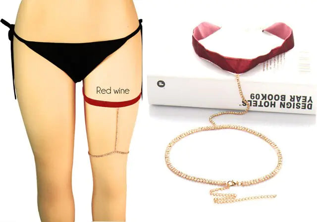 Leg Thigh ChainShine bright this summer with our Leg Thigh Chain! Designed to add a touch of glamour to your beach look, this body chain is a must-have accessory for every fashion-Leg Thigh Chain