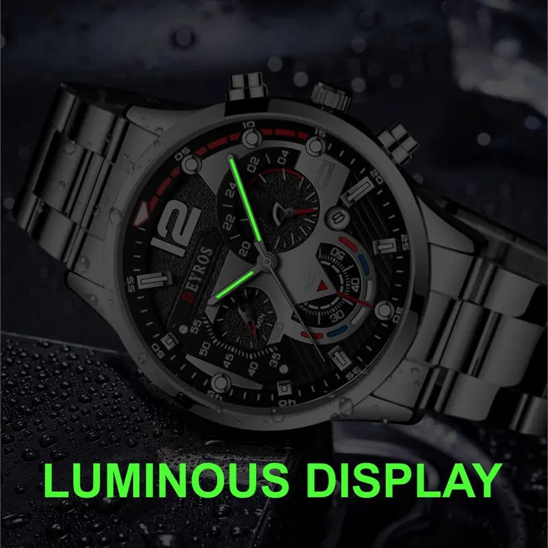 Fashion Mens Watches Luxury Stainless Steel Quartz Wristwatch Calendar• Luminous Hands :The hands of this watch glow in the dark, making it easy to read the time even in low light conditions.
• Stainless Steel Band :The band is madFashion Mens Watches Luxury Stainless Steel Quartz Wristwatch Calendar Luminous Clock Men Business Casual Watch Reloj Hombre