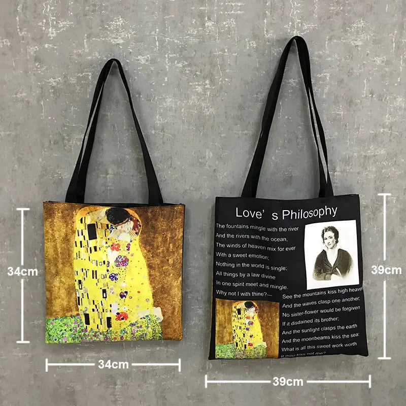 Golden Bee with Flowers Print Shopping Bag Women Handbag Tote Bag Large Capacity Shoulder Bag Eco Portable BookBag