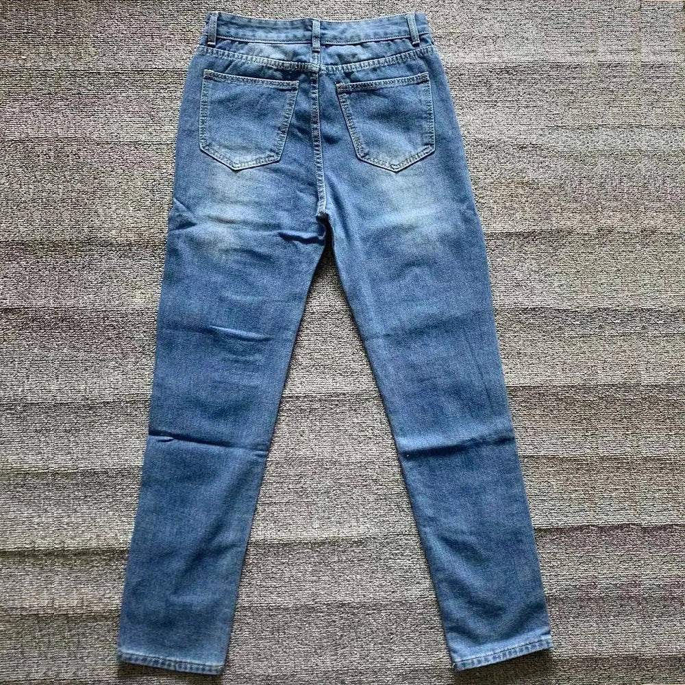 White embroidery skinny ripped jeans for men, cotton, stretchy, slim fit, casual hip hop denim pants.