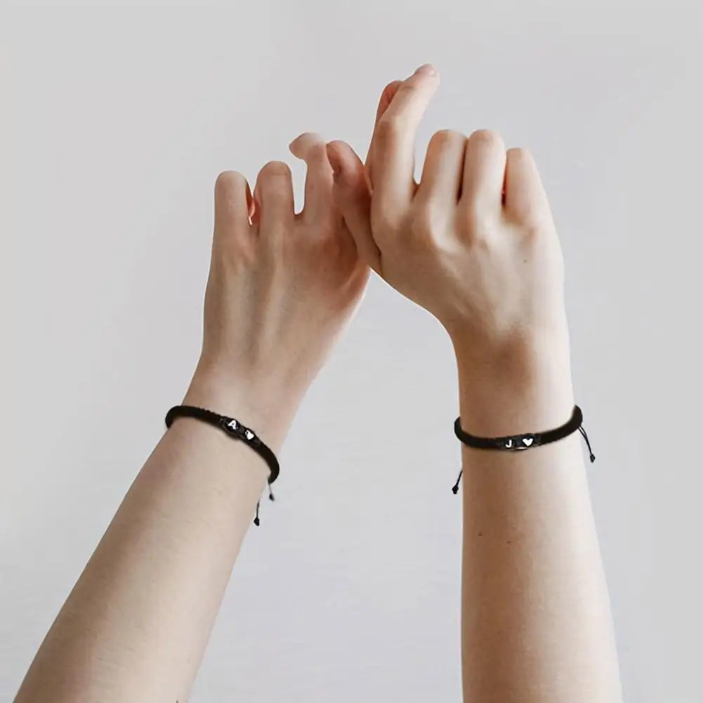 26 Letters Initial Heart Bracelets Handmade Adjustable A-Z Name BraideProduct Description:
1. Product name: 26 letters bracelet
2. Chain length: 17.5+6cm (6.89+2.36in),
3. Product color: black
4. Product material: rope
Features:
1.Thi26 Letters Initial Heart Bracelets Handmade Adjustable