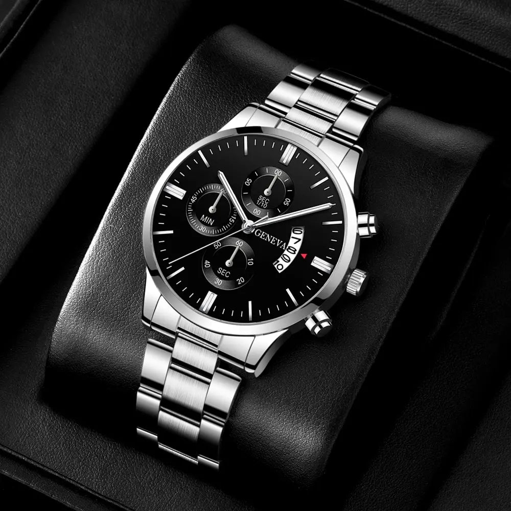 Fashion Mens Watches Luxury Silver Stainless Steel Quartz Wrist Watch • Quartz Movement :The watch is powered by a reliable quartz movement, ensuring accurate timekeeping.
• Complete Calendar :The watch features a complete calendarFashion Mens Watches Luxury Silver Stainless Steel Quartz Wrist Watch Man Business Watch