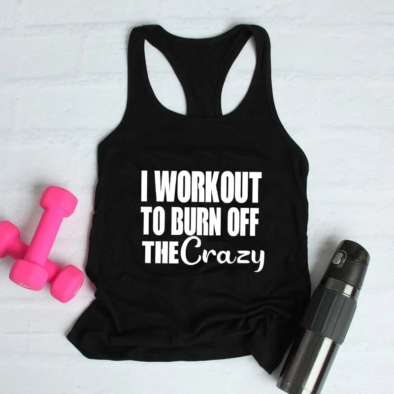 Burn Off the Crazy: Funny Women's Racerback Workout TankDiscover inspiration and faith with our collection of Christian T-Shirts! Express your devotion in style with our range of hipster, vintage-inspired designs that celRacerback Workout Tank