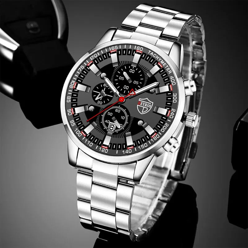 Fashion Mens Sports Watches Men Business Stainless Steel Quartz Watch • Quartz Movement :Experience precise timekeeping with the DEYROS quartz wristwatch, a reliable and accurate choice for both business and casual occasions.
• StaFashion Mens Sports Watches Men Business Stainless Steel Quartz Watch Luxury Man Casual Calendar Luminous Clock Reloj Hombre