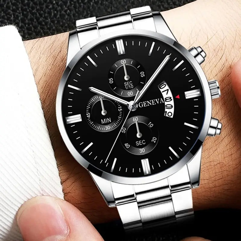 Fashion Mens Watches Luxury Silver Stainless Steel Quartz Wrist Watch • Quartz Movement :The watch is powered by a reliable quartz movement, ensuring accurate timekeeping.
• Complete Calendar :The watch features a complete calendarFashion Mens Watches Luxury Silver Stainless Steel Quartz Wrist Watch Man Business Watch