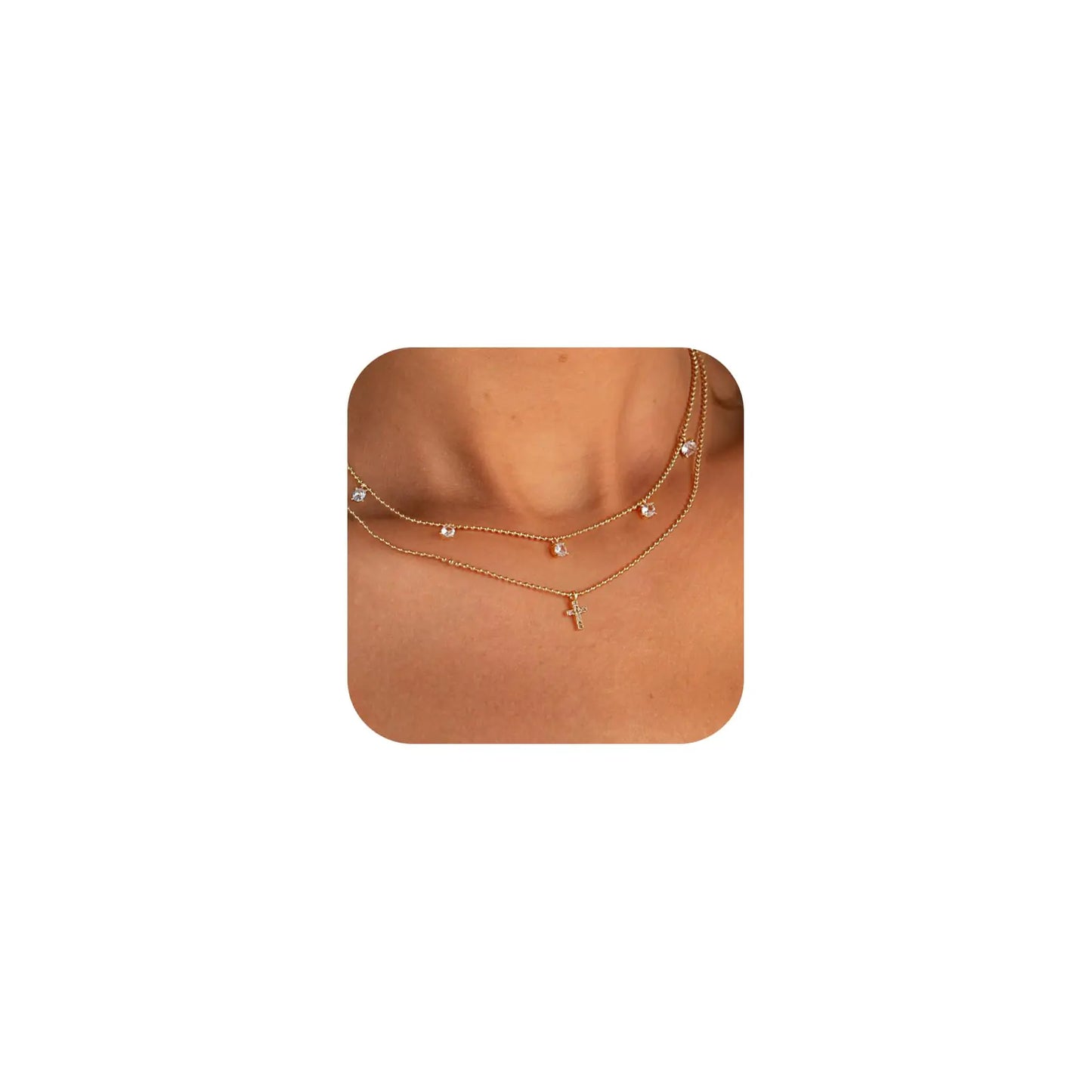 Cross Necklace for Women 14K Real Gold Silver Plated Dainty Small CrosCross Necklace for Women 14K Real Gold Silver Plated Dainty Small Cross Pendant Choker Simple Trendy Cute Cross Charm Chain Necklace Faith Jewelry Religious MinimaliCross Necklace