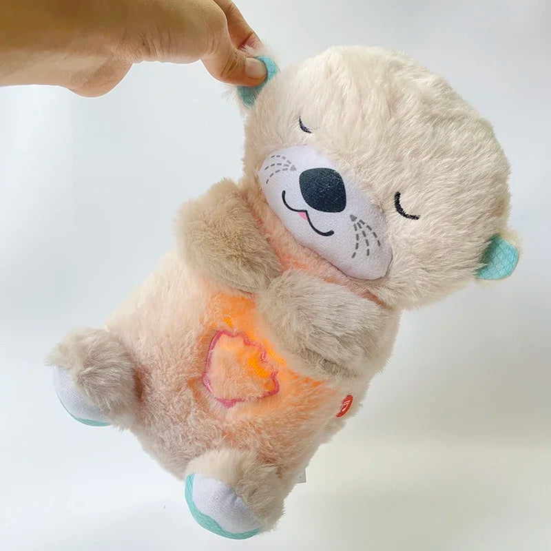 Baby Breathing Bear Baby Soothing Otter Plush Doll Toy Baby Kids SoothYou need to place 2 batteries (batteries are not included in this product)Baby Breathing Bear Baby Soothing Otter Plush Doll Toy Baby Kids Soothing Music Sleeping Companion Sound