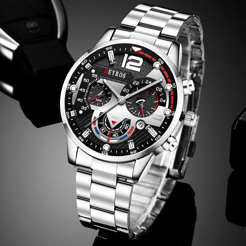 Fashion Mens Watches Luxury Stainless Steel Quartz Wristwatch Calendar• Luminous Hands :The hands of this watch glow in the dark, making it easy to read the time even in low light conditions.
• Stainless Steel Band :The band is madFashion Mens Watches Luxury Stainless Steel Quartz Wristwatch Calendar Luminous Clock Men Business Casual Watch Reloj Hombre