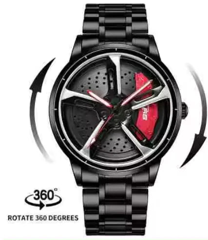 3D Spinning Mens Watches Car RimElevate your wristwear with the Sports 3D Spinning Men's Watch, a masterpiece that combines dynamic automotive aesthetics with precision timekeeping. This unique tim3D Spinning Mens Watches Car Rim
