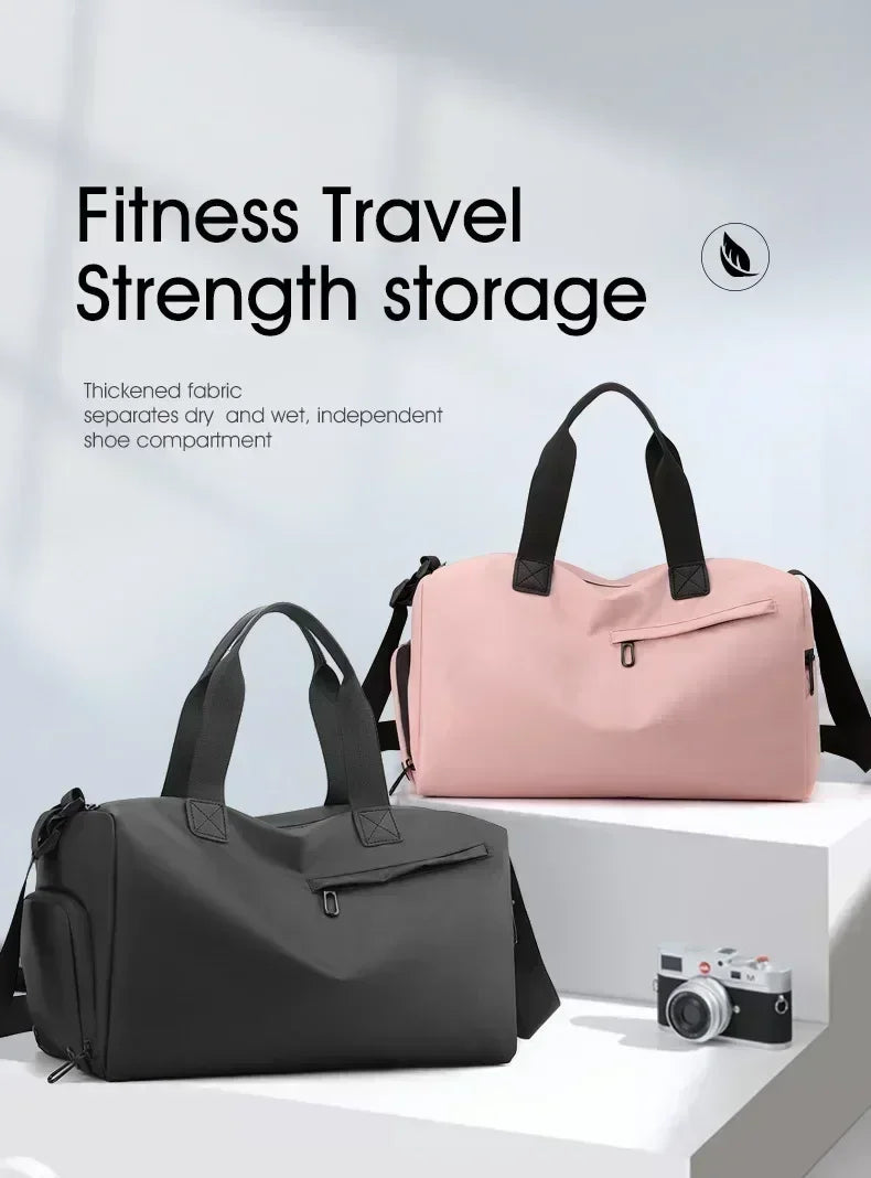 Zipper large capacity Oxford travel bags for fitness and sports, waterproof thickened fabric.