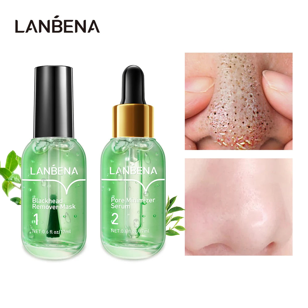 LANBENA Face Serum Blackhead Remover Shrinking Pore Acne Treatment DeeUsed together, the effect is better Specialize in removing blackheads and shrinking pores LANBENA Green Tea Blackhead Remover Kit Deep Pore Cleaning  Pore ReducerPorLANBENA Face Serum Blackhead Remover Shrinking Pore Acne Treatment Deep Cleaning Smoothing Skin Care Firming Essence Beauty Set