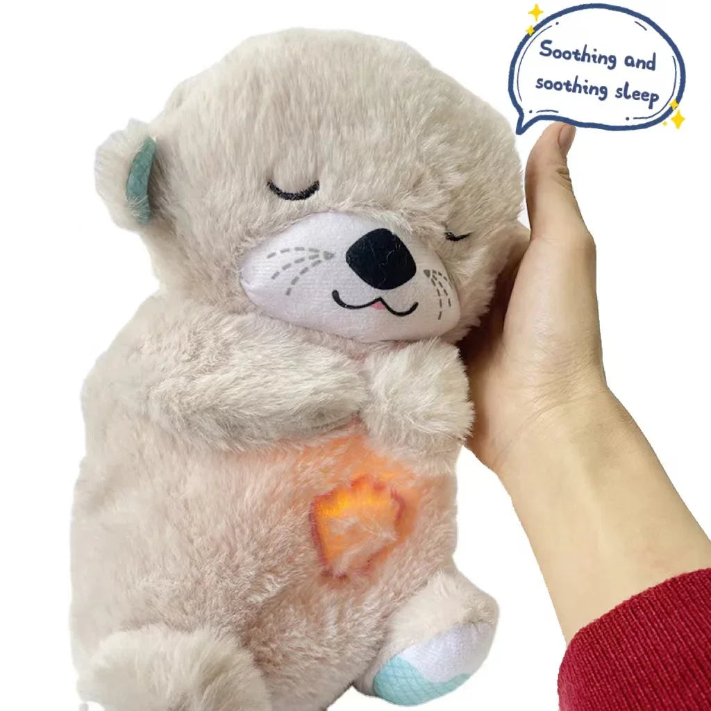 Baby Breathing Bear Baby Soothing Otter Plush Doll Toy Baby Kids SoothYou need to place 2 batteries (batteries are not included in this product)Baby Breathing Bear Baby Soothing Otter Plush Doll Toy Baby Kids Soothing Music Sleeping Companion Sound