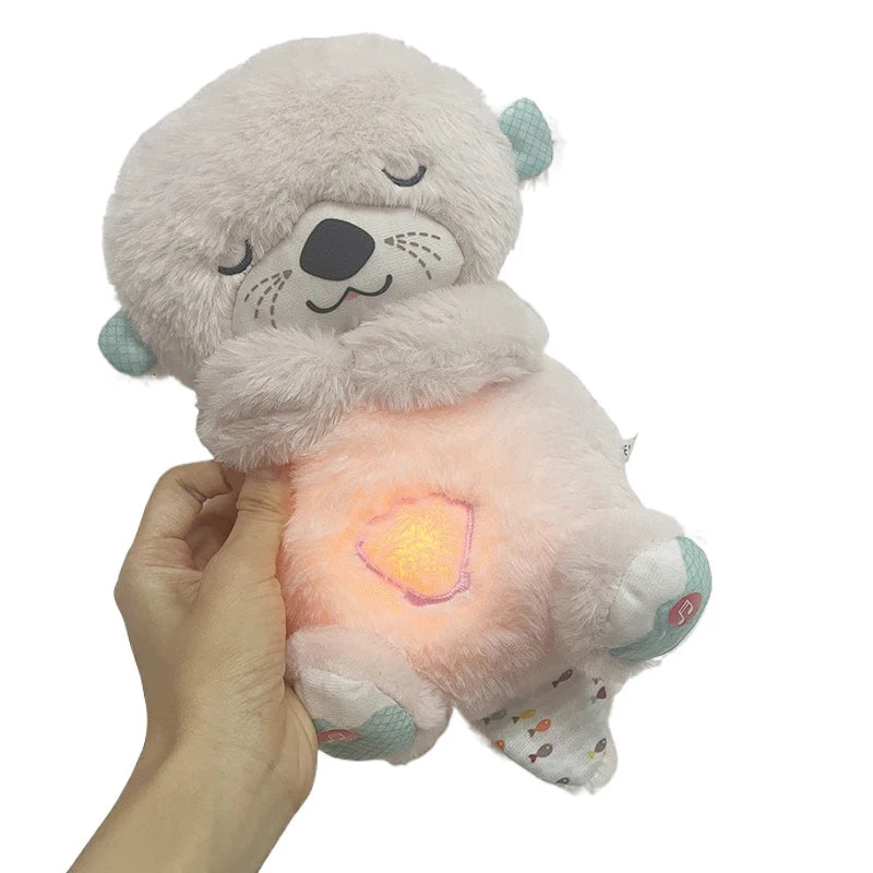 Baby Breathing Bear Baby Soothing Otter Plush Doll Toy Baby Kids SoothYou need to place 2 batteries (batteries are not included in this product)Baby Breathing Bear Baby Soothing Otter Plush Doll Toy Baby Kids Soothing Music Sleeping Companion Sound
