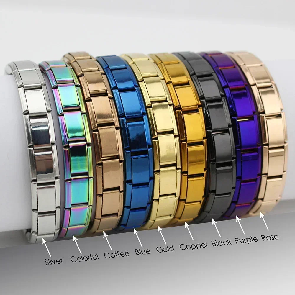 Hapiship New Women's Jewelry 9mm Width Itanlian Elastic Charm Bracelet* Brand:Hapiship
* Make a Happy Bracelet !Jewelry 9mm Width Itanlian Elastic Charm Bracelet Fashion Stainless Steel Bangle ST-