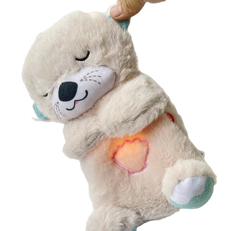Baby Breathing Bear Baby Soothing Otter Plush Doll Toy Baby Kids SoothYou need to place 2 batteries (batteries are not included in this product)Baby Breathing Bear Baby Soothing Otter Plush Doll Toy Baby Kids Soothing Music Sleeping Companion Sound