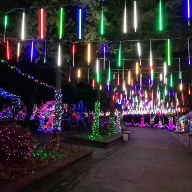 30/50cm Meteor Shower Rain 8 Tubes LED String Lights Waterproof ChristSpecification:
1.LED light color:Colorful / Blue/ White/warm white
2.LED bulbs of per tube: 30cm-18 LEDs; 50cm-30 LEDs
3.Tube Qty : 8 Tubes
4.Number of LED bulbs30/50cm Meteor Shower Rain 8 Tubes LED String Lights Waterproof Christmas Outdoor Patio Decorations Wedding Navidad Tree Holiday