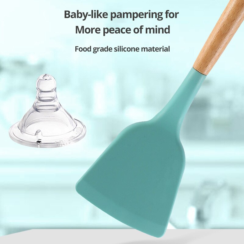 Non Stick Pot Spatula And SpoonUpgrade Your Kitchen with Our 12-Piece Wooden Handle Silicone Kitchen Utensils Set and Handy Storage Bucket!
Key Features:
Premium Material: Our cooking tools are crStick Pot Spatula
