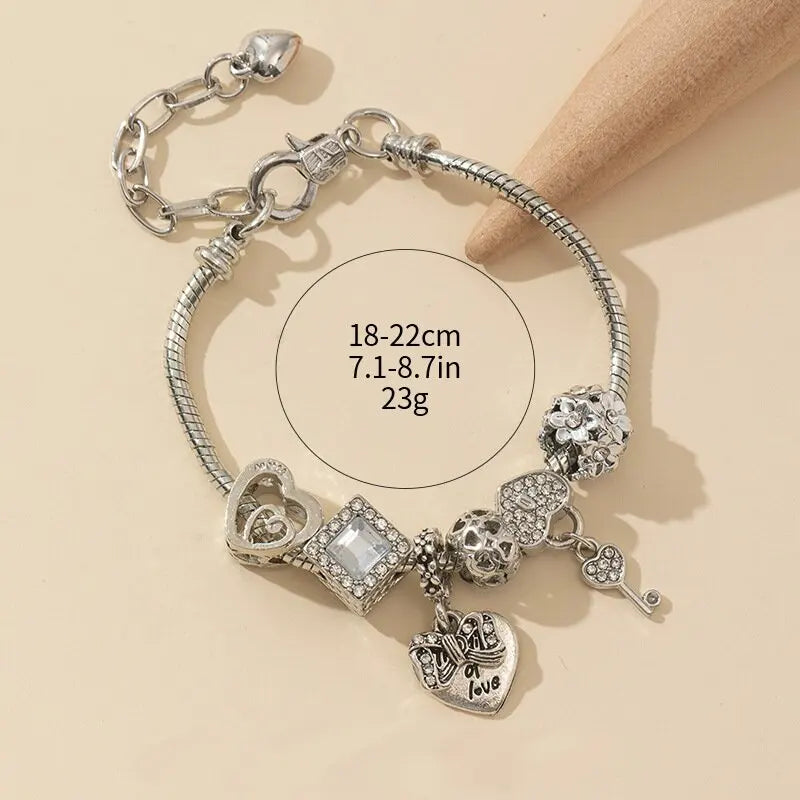 1PC Women's Fashion Multi Element Beaded Love Pan Family Bracelet JeweFashion Multi Element Beaded Love Pan Family Bracelet Jewelry Accessories Daily Dressing Party Holiday Gift -005