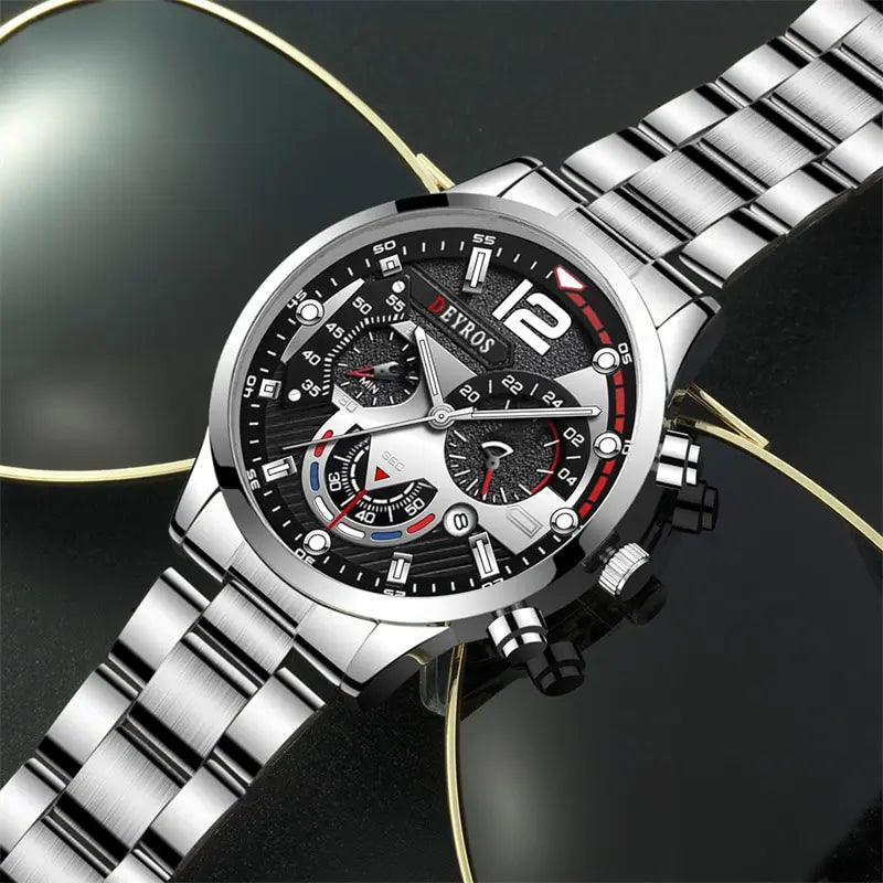 Fashion Mens Watches Luxury Stainless Steel Quartz Wristwatch Calendar• Luminous Hands :The hands of this watch glow in the dark, making it easy to read the time even in low light conditions.
• Stainless Steel Band :The band is madFashion Mens Watches Luxury Stainless Steel Quartz Wristwatch Calendar Luminous Clock Men Business Casual Watch Reloj Hombre