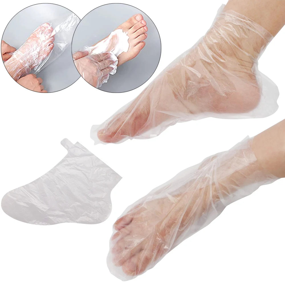 100PCS Transprent Disposable Foot Bags Detox Dead Skin Removal SPA Covers Pedicure Prevent Infection Chapped Foot Care Tools