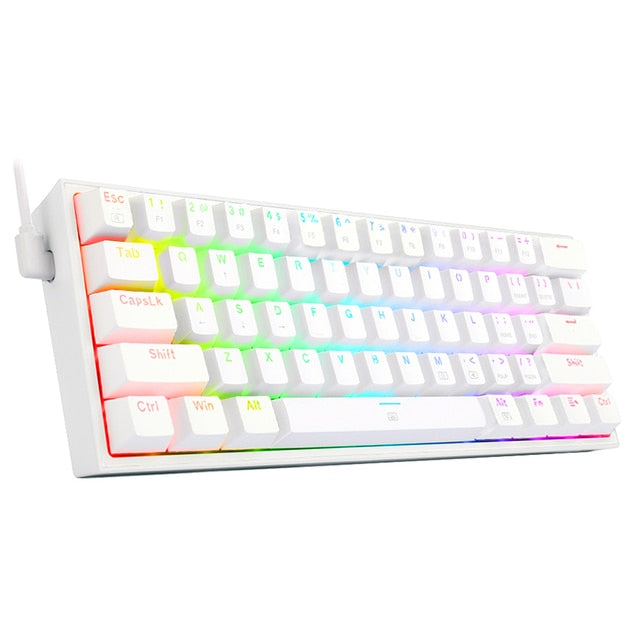Mini Mechanical Gaming Wired KeyboardIntroducing the Mini Mechanical Gaming Wired Keyboard, Redragon's newest K617, the perfect companion for any gamer. Go ultra-portable with its 60% ultra compact desiMini Mechanical Gaming Wired Keyboard
