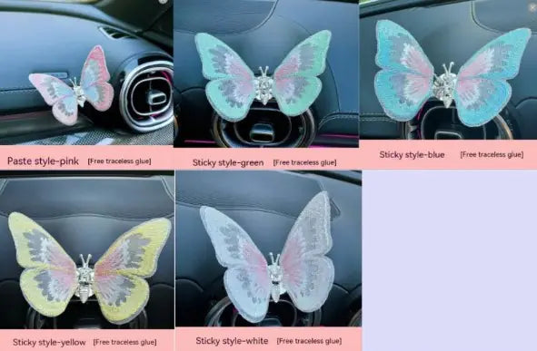 Moving Embroidery Butterfly Car Accessories### Product Description: Moving Embroidery Butterfly Center Console Air Outlet Decoration – Healing Series Car Accessories**Overview:**Transform your vehicle’s interMoving Embroidery Butterfly Car Accessories