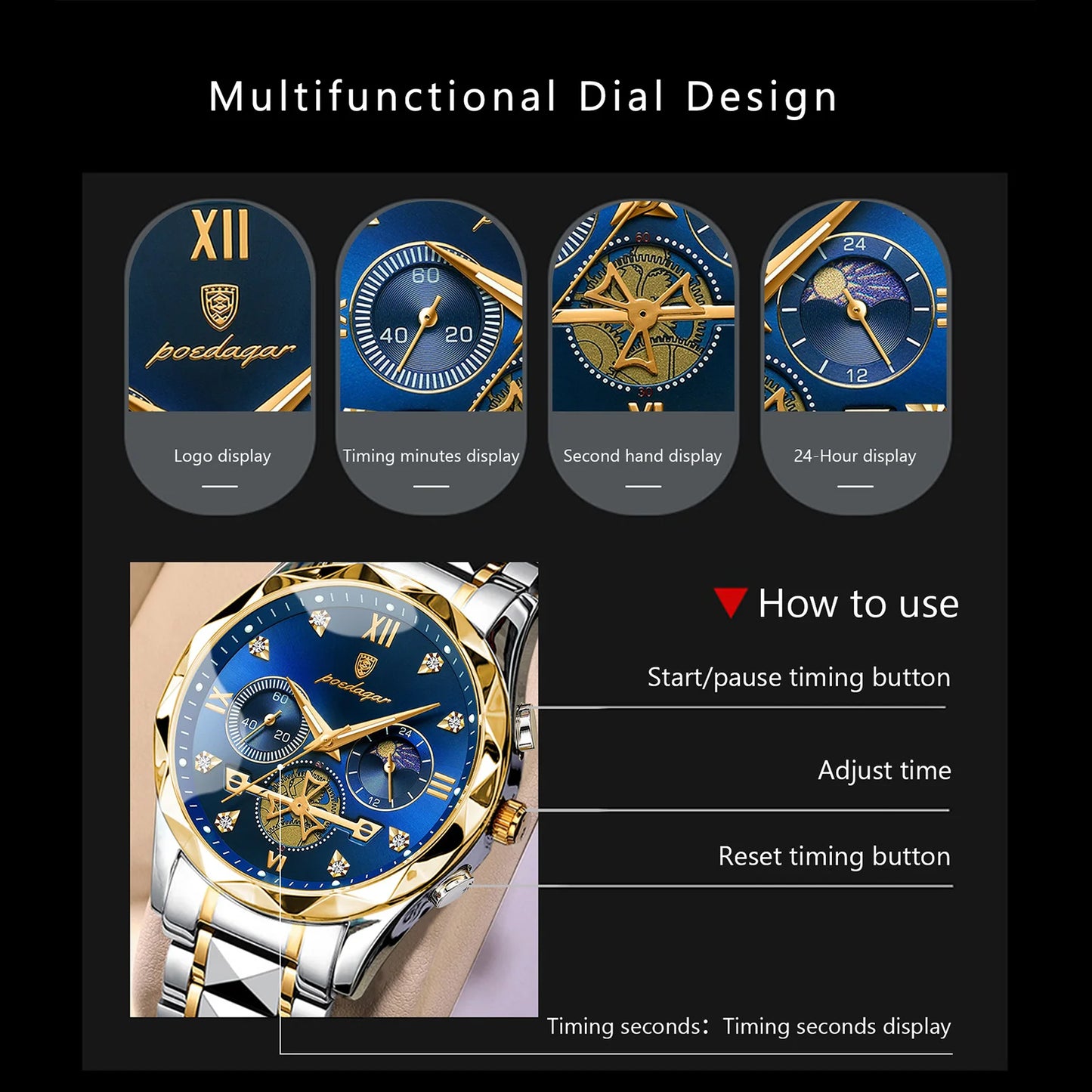 POEDAGAR Luxury Man Wristwatch Waterproof Luminous Chronograph Watch fPackage Included:
1 x POEDAGAR Clock
1 x POEDAGAR Box
1 x Watchband adjust tool
1 x Watch wipe
1 x Warranty card
After-Sales Service:
If you have any questionPOEDAGAR Luxury Man Wristwatch Waterproof Luminous Chronograph Watch