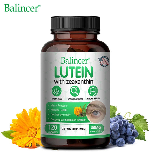 Balincer Lutein Capsules with Zeaxanthin for Eye Health, 120 count bottle.