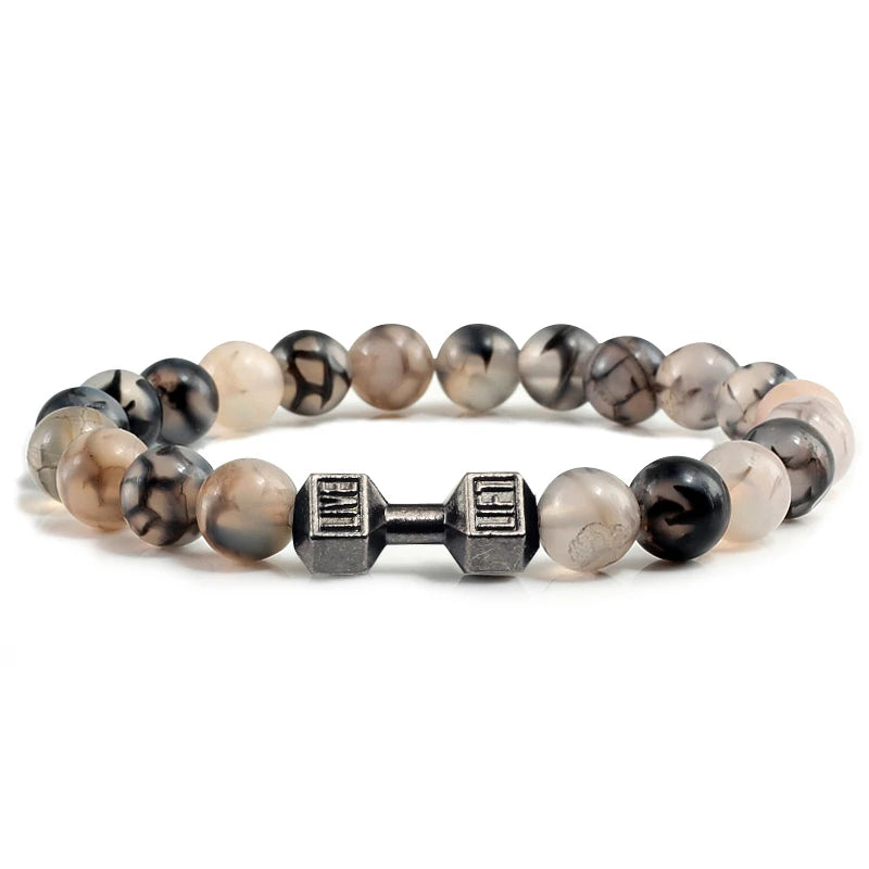 Natural Volcanic Stone Bracelet Men Matte Black Lave White Beads CharmNatural Volcanic Stone Bracelet Men Matte Black Lave White Beads Charm Dumbbell Strand Bracelets Women Barbell Fitness Jewelry
	
	Product Description:
	
	
	BraceleNatural Volcanic Stone Bracelet Men Matte Black Lave White Beads Charm Dumbbell Strand Bracelets Women Barbell Fitness Jewelry