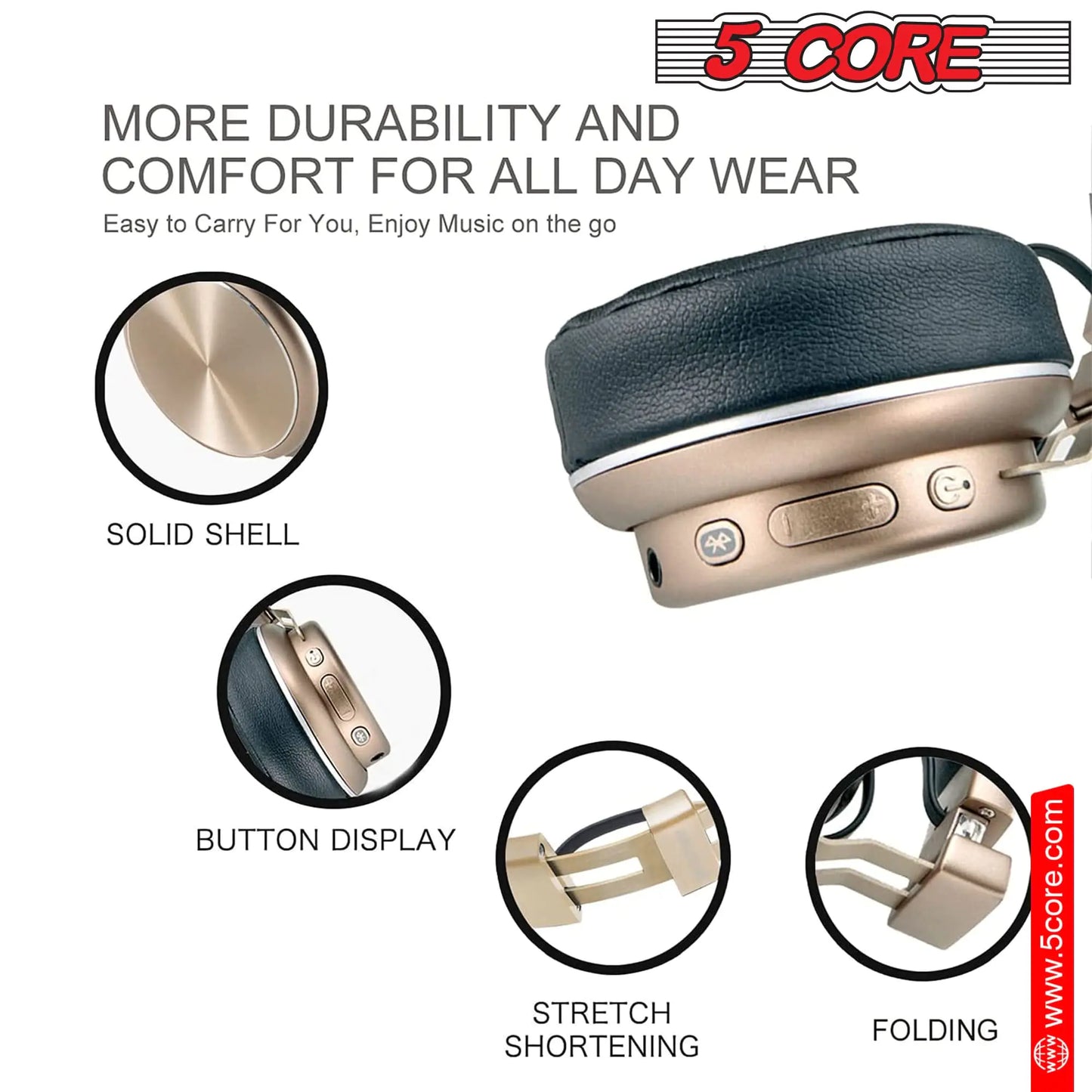 5 CORE Bluetooth Headphones Over Ear Noise Cancelling Headset Stereo HProduct Description
Features
Package Include:
About BrandPadded Ear Cups + Adjustable Headband HEADPHONE 13