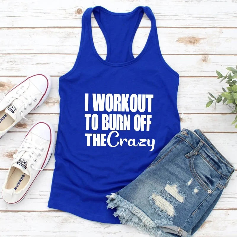 Burn Off the Crazy: Funny Women's Racerback Workout TankDiscover inspiration and faith with our collection of Christian T-Shirts! Express your devotion in style with our range of hipster, vintage-inspired designs that celRacerback Workout Tank