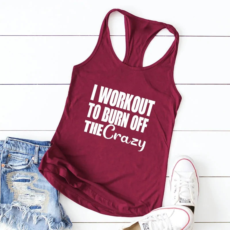 Burn Off the Crazy: Funny Women's Racerback Workout TankDiscover inspiration and faith with our collection of Christian T-Shirts! Express your devotion in style with our range of hipster, vintage-inspired designs that celRacerback Workout Tank