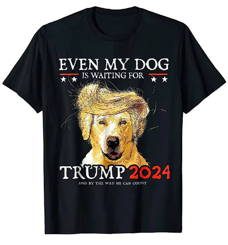 Even My Dog Supports Trump 2024 T-ShirtCollar: Classic O-Neck design for a comfortable fit.
Gender: Suitable for unisex wear—perfect for boys, girls, men, and women.
Style: Fashionable and casual, idealDog Supports Trump 2024