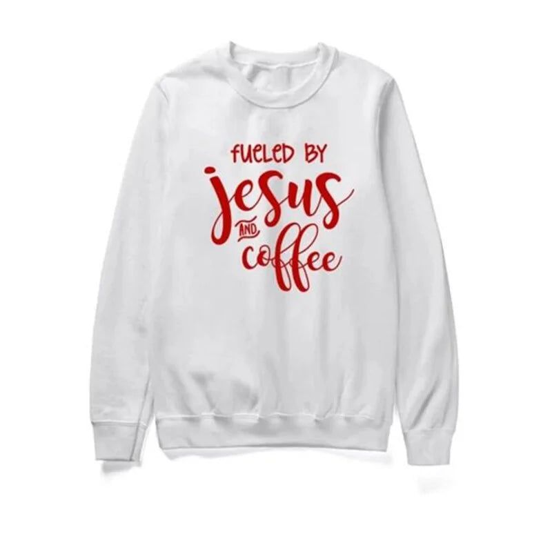 Fueled By Jesus and Coffee Sweatshirt"Indulge in pure comfort with our collection of cotton-rich apparel! Our T-shirts are crafted entirely from soft, breathable cotton, while our sweatshirts and hoodieCoffee Sweatshirt