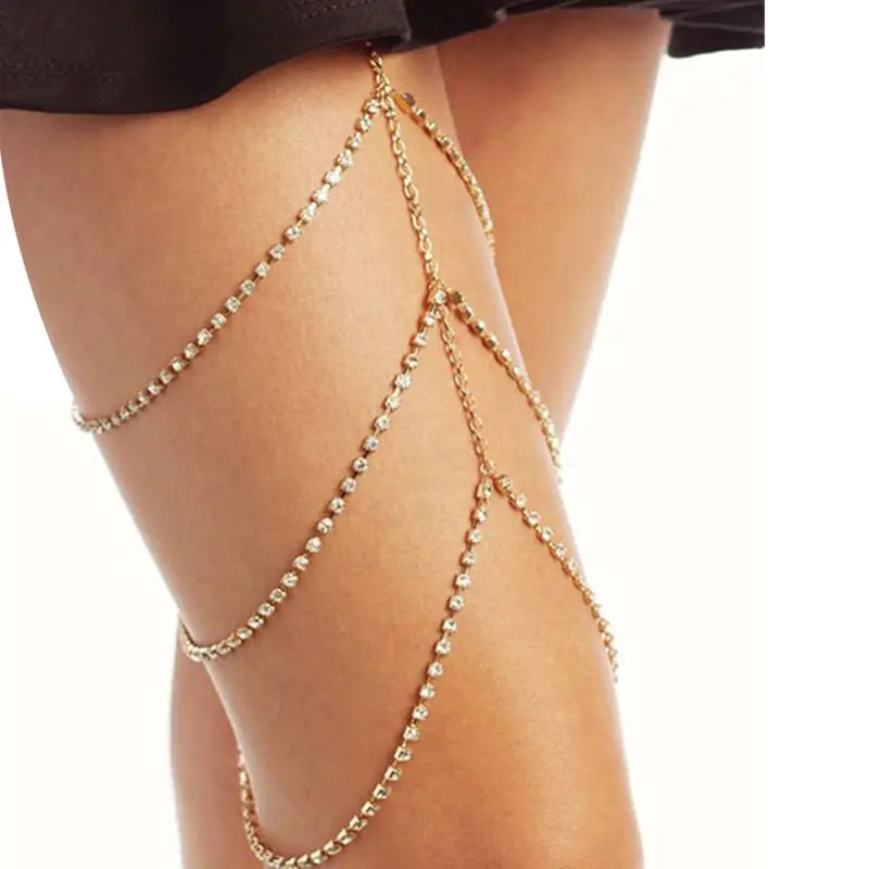 Leg Thigh ChainShine bright this summer with our Leg Thigh Chain! Designed to add a touch of glamour to your beach look, this body chain is a must-have accessory for every fashion-Leg Thigh Chain