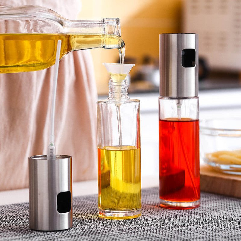 Kitchen Condiment BottleLooking for an oil bottle that can make your cooking easier and more fun? Kitchen Condiment Bottle is perfect for you! Made of PP spray head and glass bottle body, iKitchen Condiment Bottle