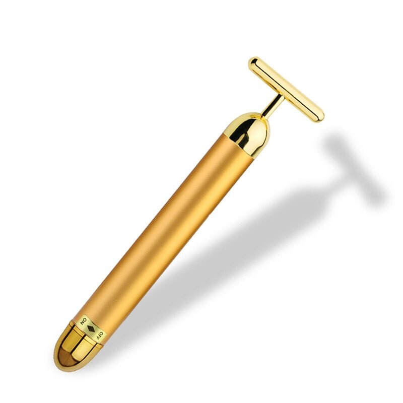 Energy 24K Gold T Beauty Bar Facial Roller MassagerFeatures:
An anti-bacterial material which is safe for you skin. Gold-Plated Germanium T-Bar Creating an Antimicrobial Surface for Safe Contact with Your Skin VibratBeauty Bar Facial Roller Massager