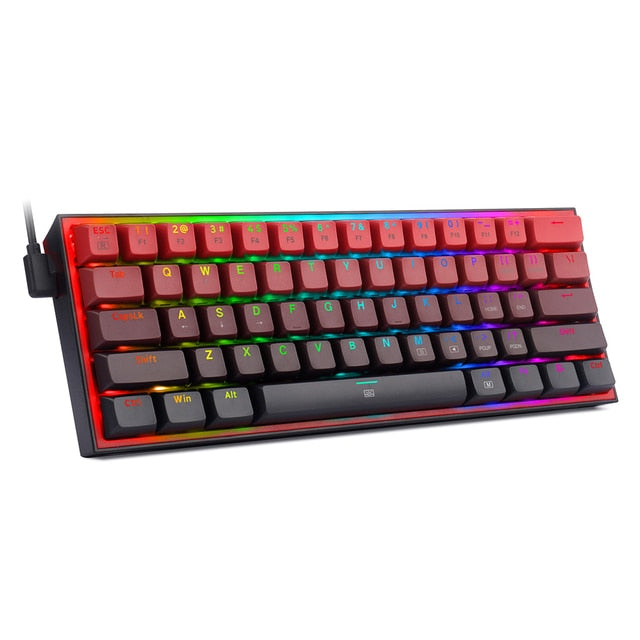 Mini Mechanical Gaming Wired KeyboardIntroducing the Mini Mechanical Gaming Wired Keyboard, Redragon's newest K617, the perfect companion for any gamer. Go ultra-portable with its 60% ultra compact desiMini Mechanical Gaming Wired Keyboard