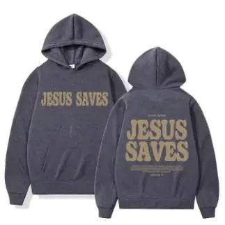 Jesus Saves Oversized HoodieDwscriptionStay warm and stylish with our "Jesus Saves" oversized hoodie, perfect for autumn and winter. This vintage-inspired sweatshirt features a bold Christian pJesus Saves Oversized Hoodie