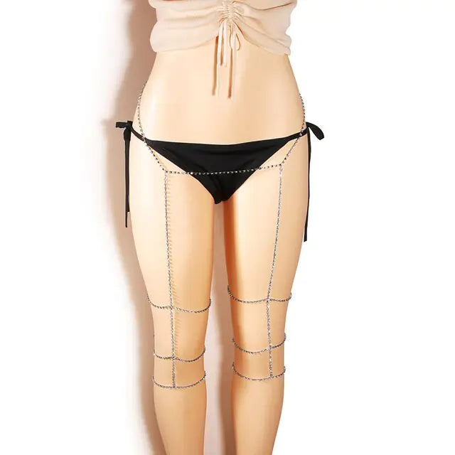 Leg Thigh ChainShine bright this summer with our Leg Thigh Chain! Designed to add a touch of glamour to your beach look, this body chain is a must-have accessory for every fashion-Leg Thigh Chain