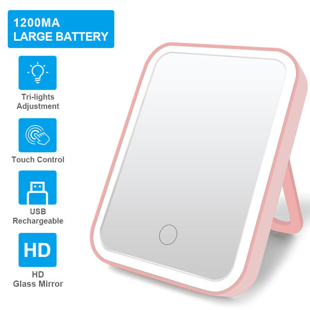 Smart Makeup MirrorThis is the perfect lighted makeup mirror for on-the-go! Its touch screen capabilities and adjustable brightness make it easy to get your hair and makeup just right.Smart Makeup Mirror