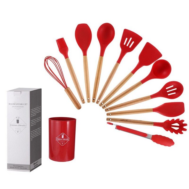 Non Stick Pot Spatula And SpoonUpgrade Your Kitchen with Our 12-Piece Wooden Handle Silicone Kitchen Utensils Set and Handy Storage Bucket!
Key Features:
Premium Material: Our cooking tools are crStick Pot Spatula