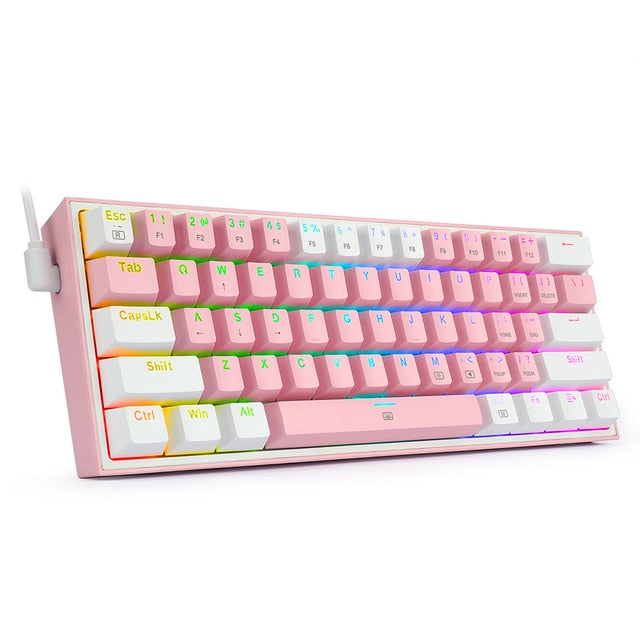 Mini Mechanical Gaming Wired KeyboardIntroducing the Mini Mechanical Gaming Wired Keyboard, Redragon's newest K617, the perfect companion for any gamer. Go ultra-portable with its 60% ultra compact desiMini Mechanical Gaming Wired Keyboard