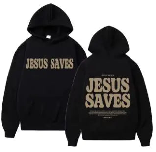 Jesus Saves Oversized HoodieDwscriptionStay warm and stylish with our "Jesus Saves" oversized hoodie, perfect for autumn and winter. This vintage-inspired sweatshirt features a bold Christian pJesus Saves Oversized Hoodie