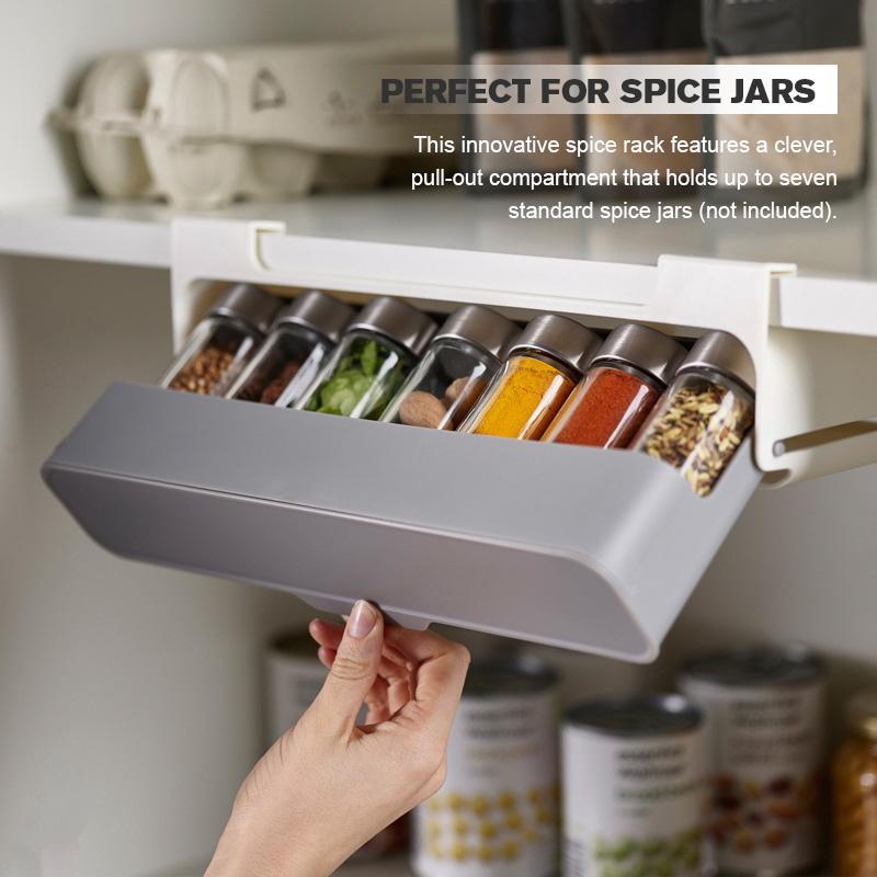 Kitchen Self-Adhesive Wall-Mounted Spice OrganizerIntroducing the Kitchen Self-Adhesive Wall-Mounted Spice Organizer - the perfect way to make use of unused space beneath your kitchen shelves and keep your spices orKitchen